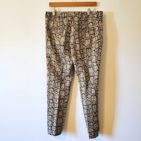 Zara Snakeskin Straight Ankle Pants - Beige Brown Size 10 - Picture 7 of 12
